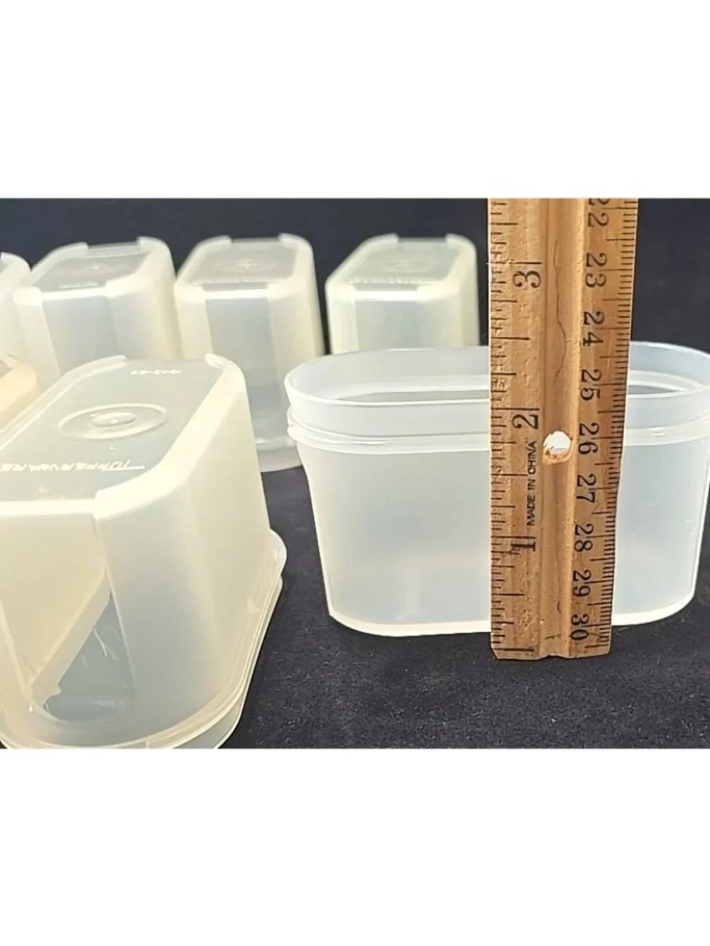 Vtg USA 10 Tupperware Spice Containers Kitschy Small Clear 1843 & Pink lids 1844